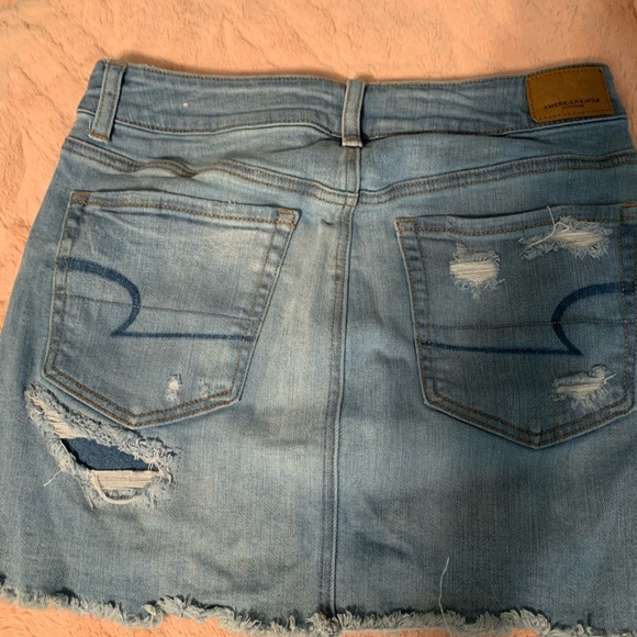 American Eagle Light Wash Distressed Jean Skirt - Picture 2 of 5